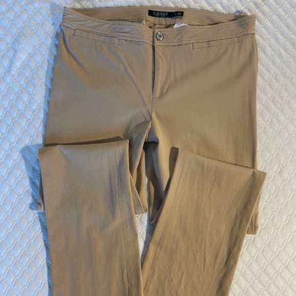 Ralph Lauren Mid Rise Cotton Stretch Pant Size 12 EUC Tan - Picture 2 of 14